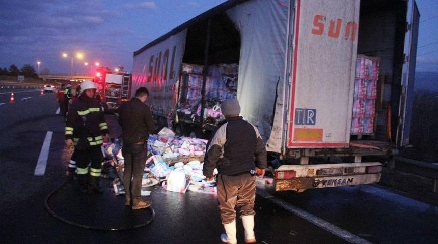 Deterjan Y&uuml;kl&uuml; Tır Alev Alev Yandı