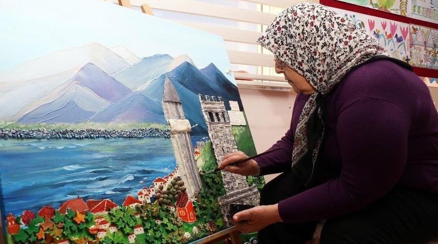 Halil Aky&uuml;z Huzurevi Sakinlerinin Resimleri B&uuml;y&uuml;kşehir&rsquo;de Sergileniyor