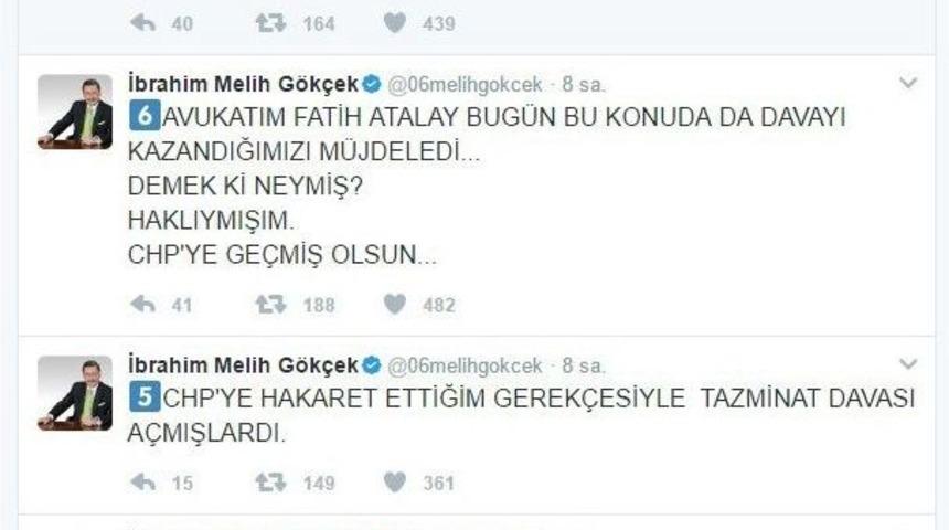 Başkan G&ouml;k&ccedil;ek&rsquo;ten, Chp&rsquo;ye Karşı 2 Dava Zaferi Daha