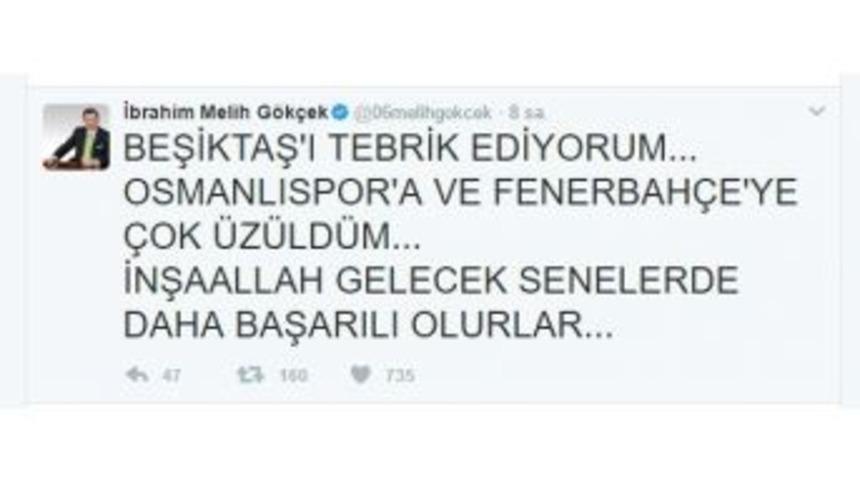 Başkan G&ouml;k&ccedil;ek, Beşiktaş&rsquo;ı Kutladı