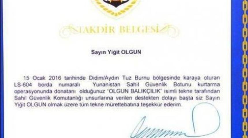 Didimli Balık&ccedil;ı Darbeci Komutanın Verdiği Belgeyi İade Etti