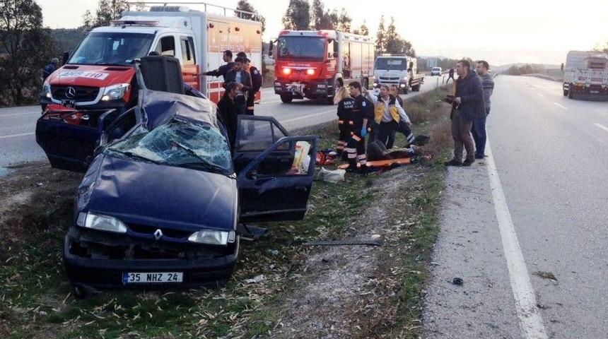 İzmir&rsquo;de Otomobil Takla Attı :6 Yaralı