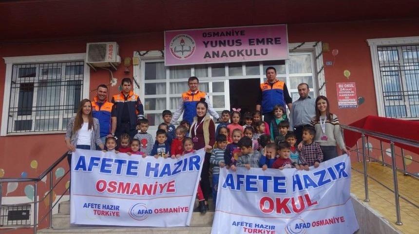Anaokulu &Ouml;ğrencilerine Deprem Tatbikatı Yapıldı