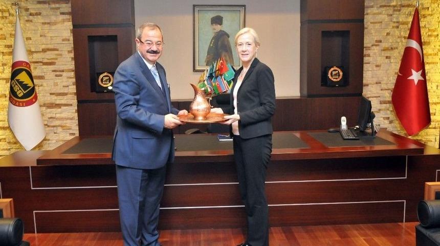 Abd Adana Konsolosu Linde Stuart Specht, Gso Başkanı Adil Konukoğlu’nu Ziyaret Etti