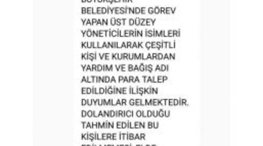 B&uuml;y&uuml;kşehir&rsquo;den Dolandırıcılık Uyarısı