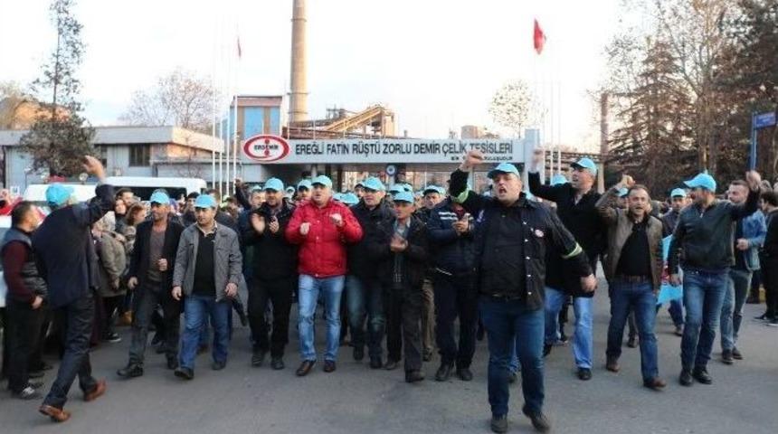 Erdemir İş&ccedil;isinden S&ouml;zleşme Eylemi