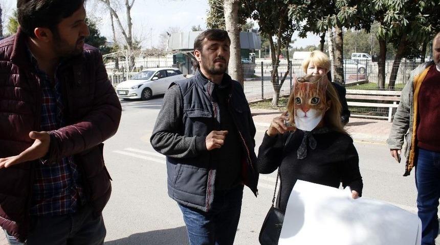 Kedi Maskesiyle Valiliğe Dilek&ccedil;e Vermek İstediler