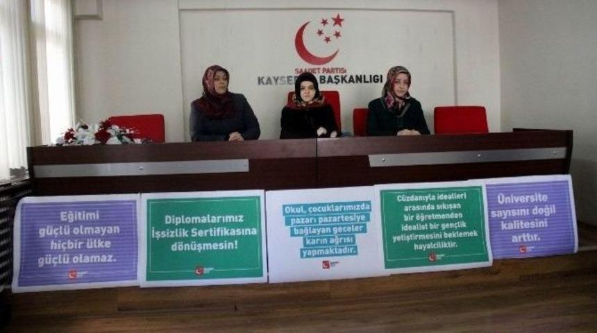 Saadet Partisi Kadın Kolları Tanıtma Başkanı Burcu Çetinkaya Açıklaması: