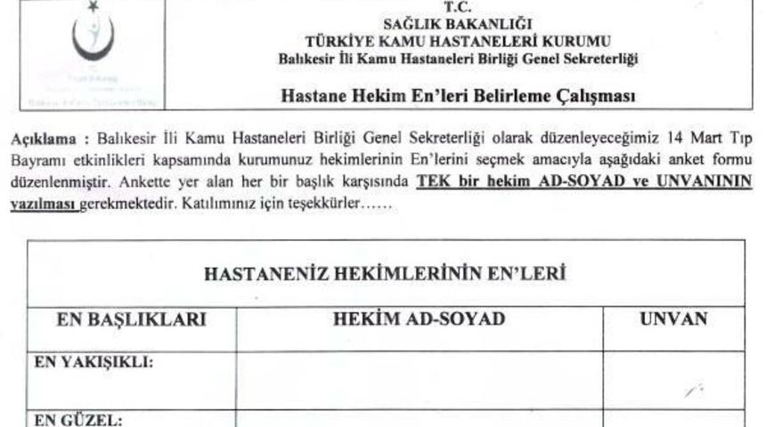 Balıkesir'de T&uuml;rk Sağlık-Sen'den 'hastane Hekim En'leri Anketine Tepki
