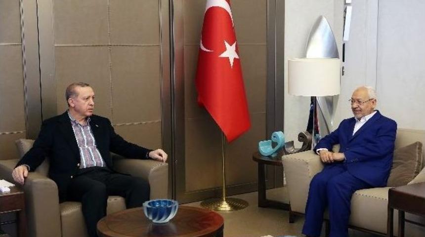 Cumhurbaşkanı Erdoğan, Tunus En-nahda Hareketi Lideri Raşid Gannuşi&rsquo;yi Kabul Etti