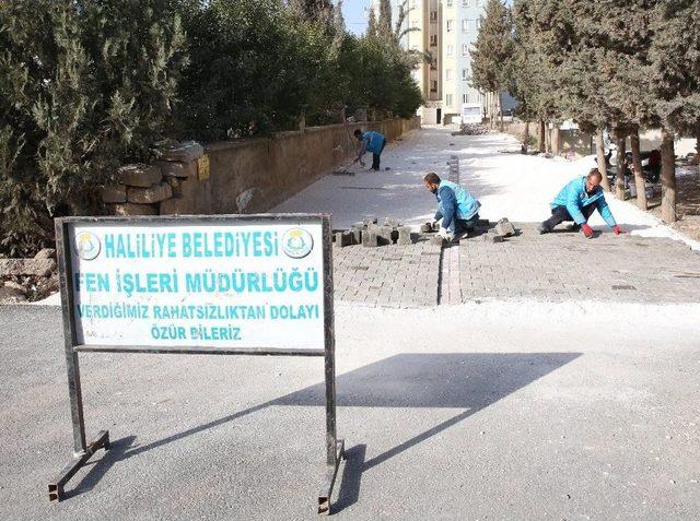 Haliliye Belediyesinden Karşıyaka Mahallesinde Kilitli Taş Çalışması