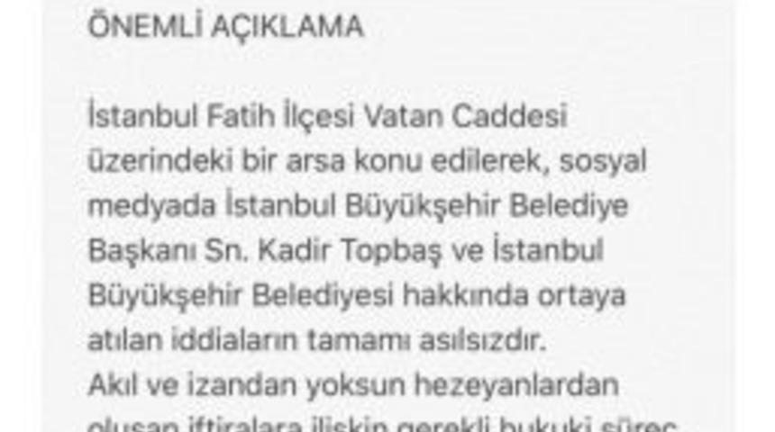 İbb&rsquo;den Vatan Caddesi&rsquo;ndeki Arsa Alımı İddialarına A&ccedil;ıklama