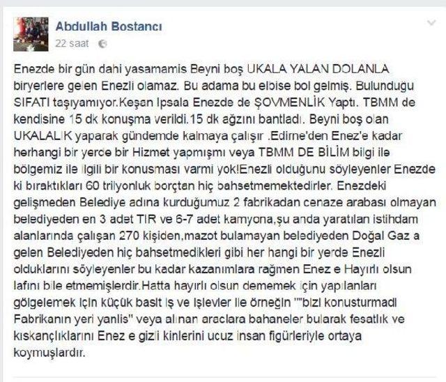 Chp'li Bircan, Ak Partili Başkanın 'beyni Boş Ukala' Sözlerini Yargıya Taşıdı