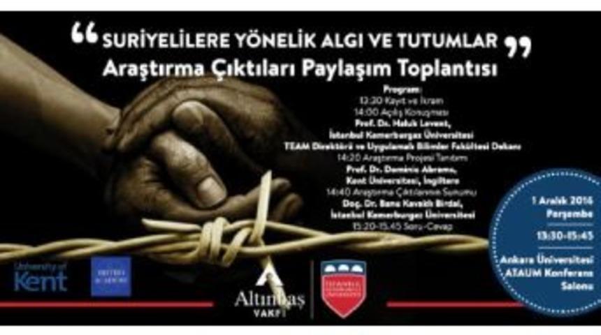 Suriyelilere Y&ouml;nelik Algı Ve Tutumlar Araştırması&rsquo;Nın Sonu&ccedil;ları A&ccedil;ıklanıyor