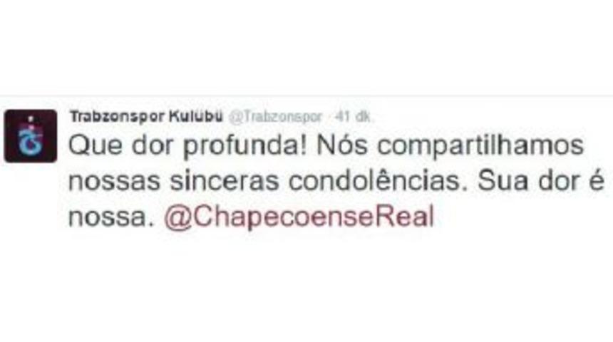 Trabzonspor'dan Chapecoense I&ccedil;in Başsağlığı Mesajı