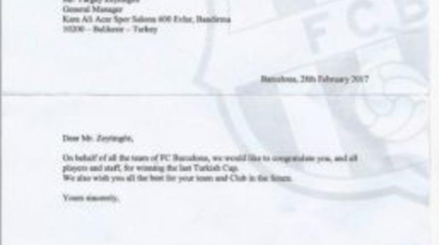 Barcelona&rsquo;dan Banvit&rsquo;e Tebrik