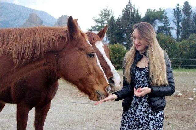 Kemer e Tatile Gelen Yulia At Binerek Eğleniyor 3