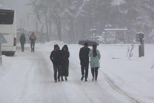 Abant Kar Yağışı Sonrasında Beyaza Büründü