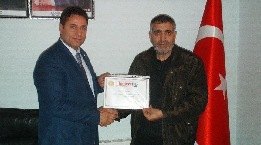 Başkan Yıldırım&ccedil;akar&rsquo;a Başarı Belgesi