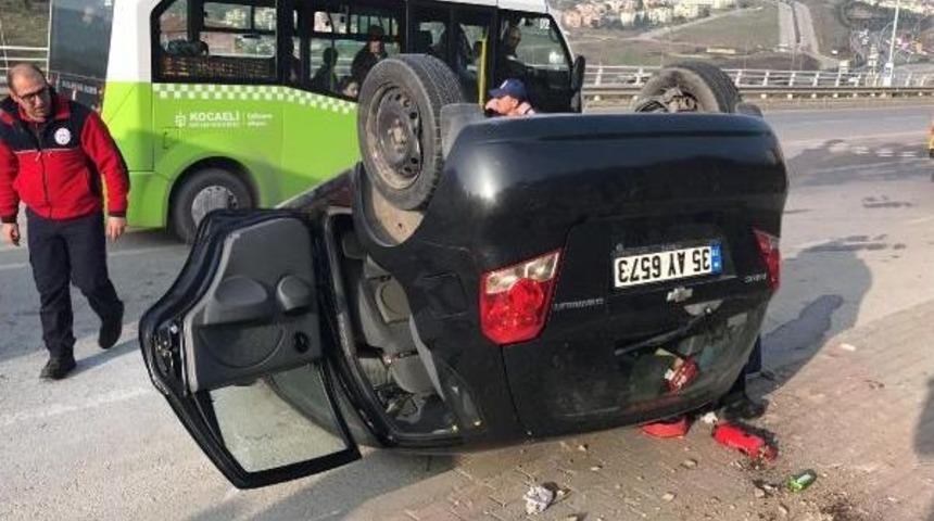 Otomobil Takla Attı, Hamile Eşini Sakinleştirdi