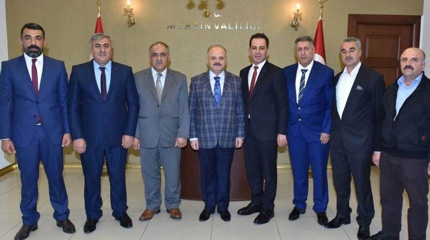 Vali &Ccedil;akacak, Mersin Pazarcılar Esnaf Odası Başkanı Kalkan&rsquo;ı Makamında Kabul Etti