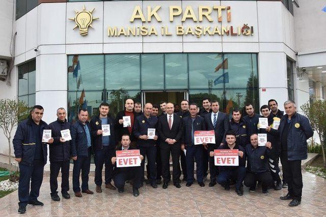 Ptt Çalışanlarından Ak Parti’ye ’evet’ Ziyareti