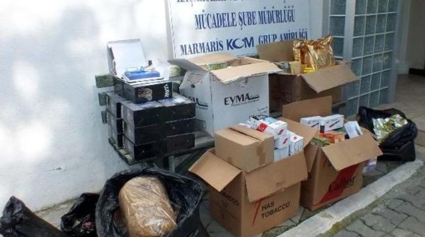 Marmaris'te G&uuml;mr&uuml;k Ka&ccedil;ağı T&uuml;t&uuml;n Ve Mam&uuml;lleri Satan 3 Kişi G&ouml;zaltına Alındı