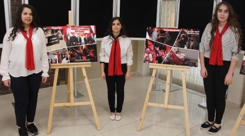 Sivas'ta Lise &Ouml;ğrencilerinden 15 Temmuz Sergisi