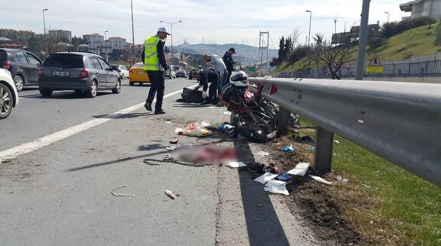 (&ouml;zel Haber) 15 Temmuz Şehitler K&ouml;pr&uuml;s&uuml; Girişinde Motosiklet Kazası: 1 Yaralı