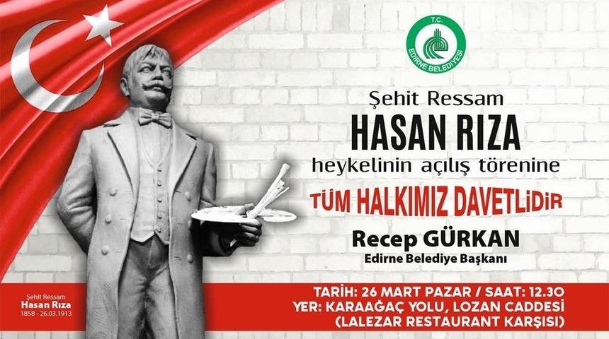 Edirne&rsquo;de Şehit Ressam Hasan Rıza&rsquo;nın Heykeli A&ccedil;ılacak