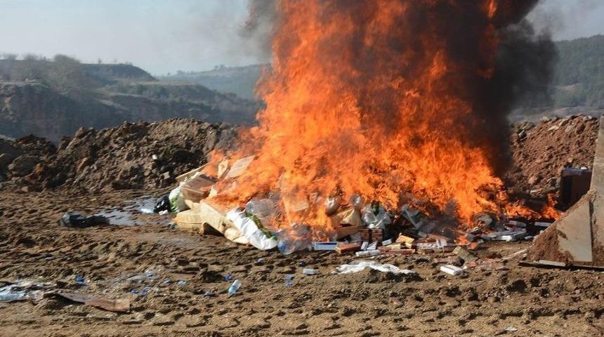 Uşak&rsquo;ta Ka&ccedil;ak Sigaralar İmha Edildi