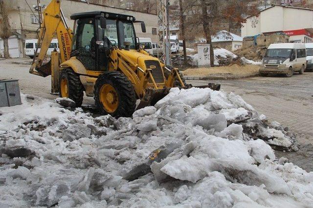 Başkale’de Kar Ve Buz Kütlelerini Temizleme Çalışması