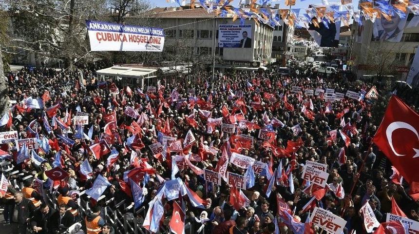 Ankara B&uuml;y&uuml;kşehir Belediye Başkanı G&ouml;k&ccedil;ek &Ccedil;ubuk&rsquo;taki Mitingde Konuştu