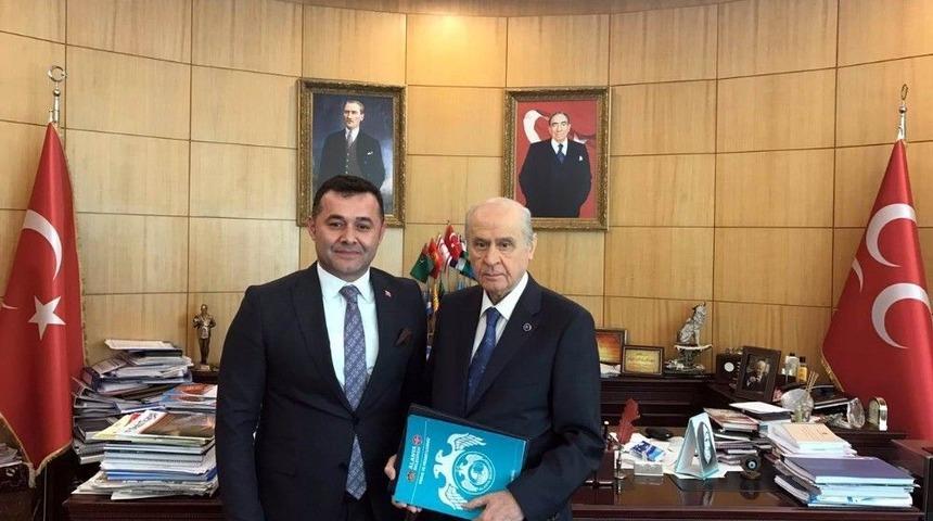 Mhp Genel Başkanı Bah&ccedil;eli, Belediye Başkan Y&uuml;cel&rsquo;i Kabul Etti