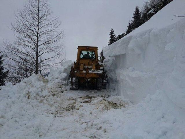 Rize’de Karla Kaplı Yayla Yolları Açılmaya Başlandı