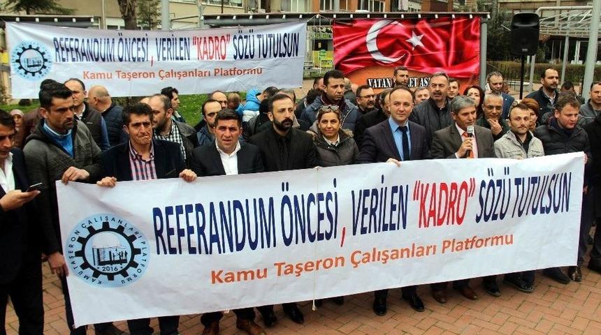 Taşeron İş&ccedil;ilerden &ldquo;kadro&rdquo; Eylemi