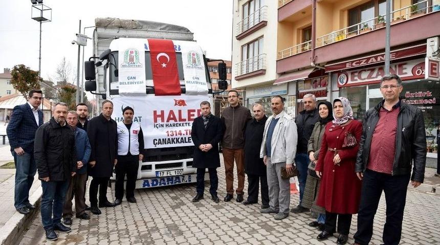 &Ccedil;an Belediyesinden Halep&rsquo;e Uzanan Yardım Eli Yola &Ccedil;ıktı