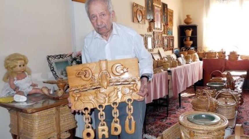 93 Yaşında Fındık Dalını Sanata D&ouml;n&uuml;şt&uuml;r&uuml;yor