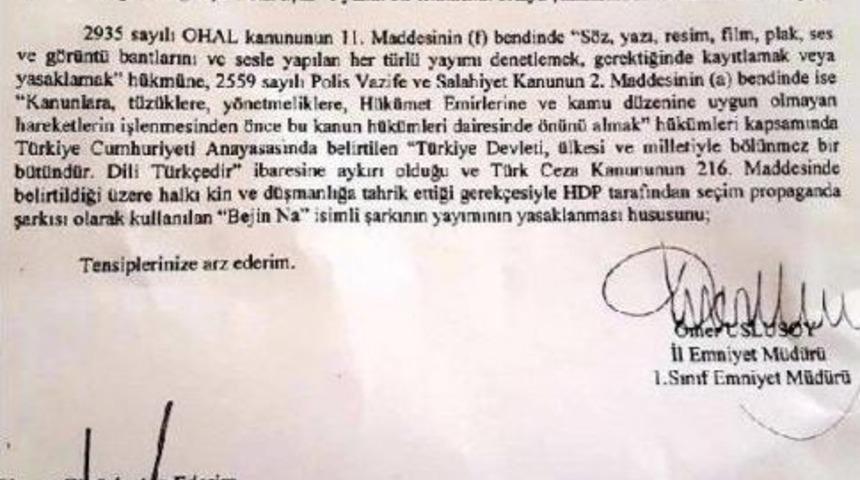 Şırnak'ta Hdp'nin Referandum Şarkısı 'bejin Na'yı Yasakladı