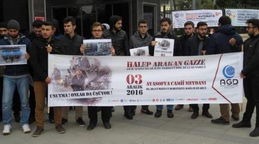 Marmara &Uuml;niversitesi Yerleşkesi &Ouml;n&uuml;nde Halep Protestosu