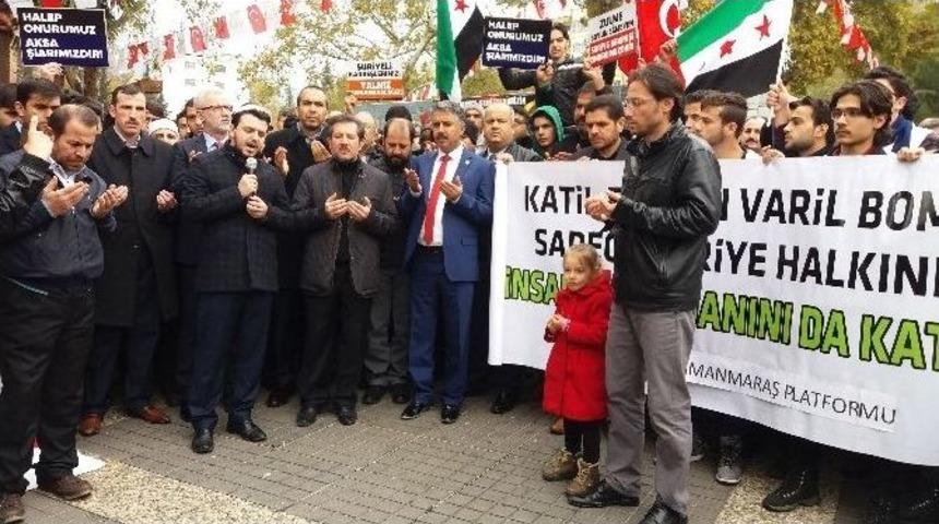 Kahramanmaraş&rsquo;ta Halep&rsquo;teki Katliamlar Lanetlendi