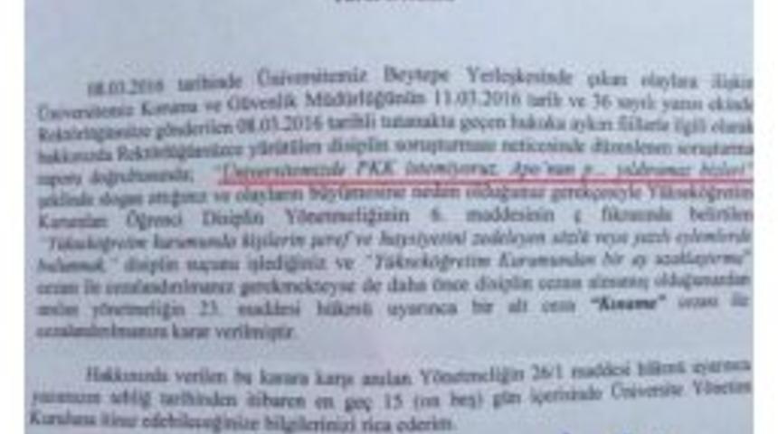 Hacettepe &Uuml;niversitesi Rekt&ouml;rl&uuml;ğ&uuml;&rsquo;nden, B&ouml;l&uuml;c&uuml; &Ouml;rg&uuml;t&uuml; Protesto Eden &Ouml;ğrenciye Ceza
