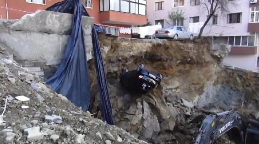 Maltepe'de Inşaat Temel Kazısında Istinat Duvarı &Ccedil;&ouml;kt&uuml;