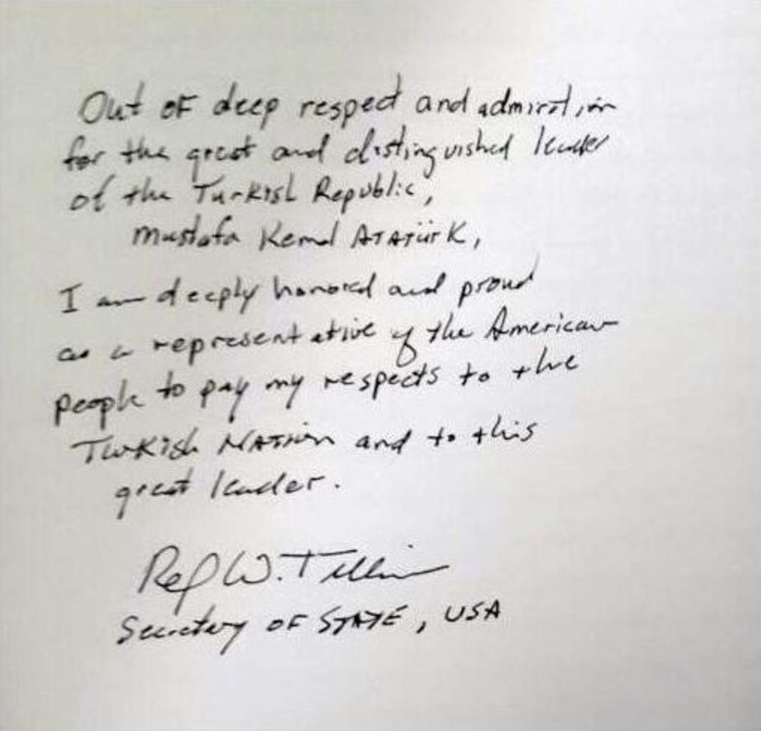 Abd Dışişleri Bakanı Tillerson Anıtkabir&rsquo;i Ziyaret Etti