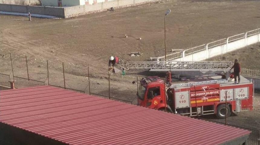 Tel &Ouml;rg&uuml;ye Takılı Kalan Kedi Kurtarıldı