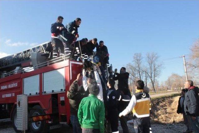 Buz Pisti Inşaatı Çatısında Yaralanan Işçiyi Itfaiye Ekipleri Indirdi