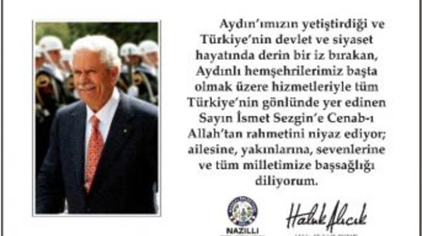 Başkan Haluk Alıcık, İsmet Sezgin İ&ccedil;in Taziye Mesajı Yayımladı