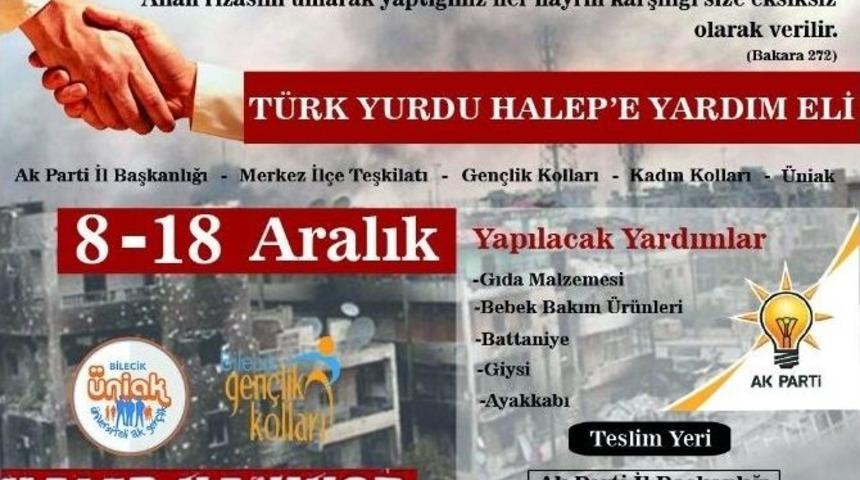 Bilecik&rsquo;teki Ak Gen&ccedil;lerden Halep&rsquo;e Yardım Kampanyası