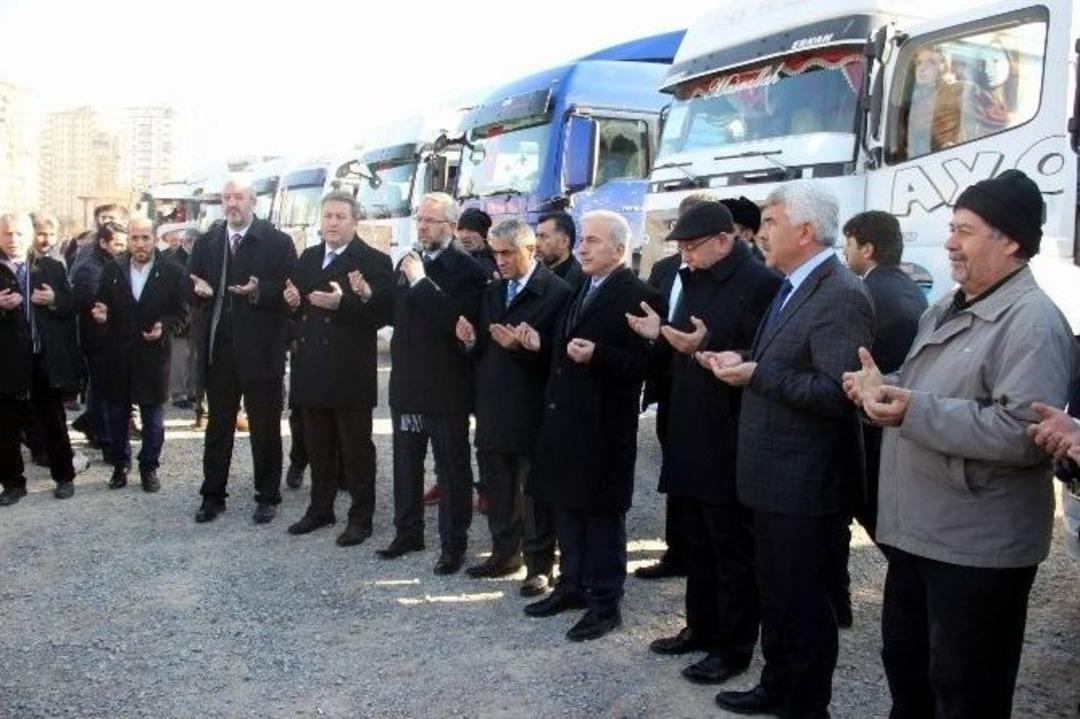 Yardım Malzemesi Taşıyan 12 Tır Halep&rsquo;e Uğurlandı