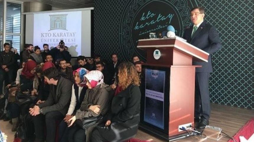 Davutoğlu, Kto Karatay &Uuml;niversitesinde &Ouml;ğrencilerle Buluştu
